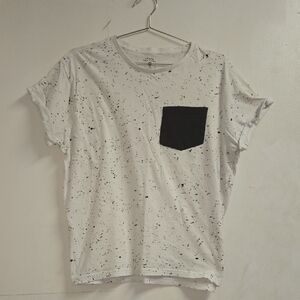 Urban Heritage White Tee with Black Speckles and Pocket